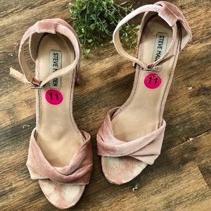 Steve Madden Blush Velvet Block Heels. Size 11